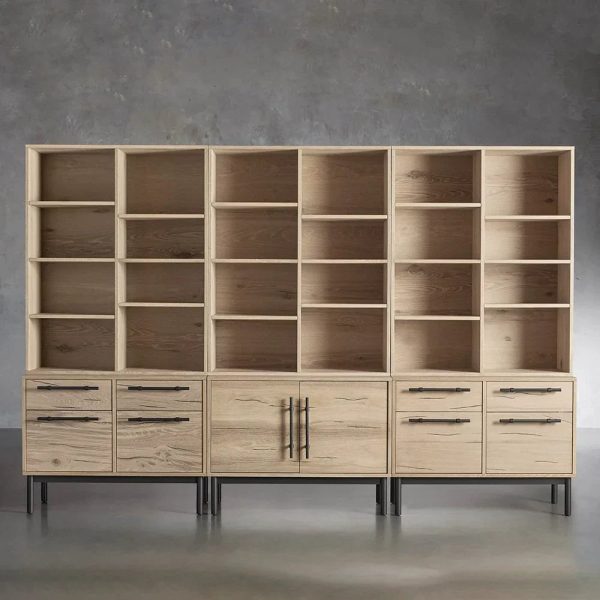 Sullivan Large Modular Bookcase Wood Living Room Tall Cabinet with File Drawers - Image 3