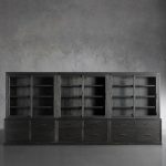Tremont Large Modular Tall Cabinets Solid Wood  Bookcases with Sliding Glass Doors - Image 2