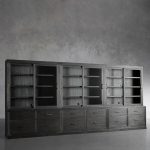 Tremont Large Modular Tall Cabinets Solid Wood  Bookcases with Sliding Glass Doors - Image 3