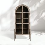 Hattie Wright Mediterranean Glass Door Display Cabinets Wood Living Dining Room Tall Cabinets - Image 13