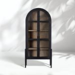 Hattie Wright Mediterranean Glass Door Display Cabinets Wood Living Dining Room Tall Cabinets - Image 4
