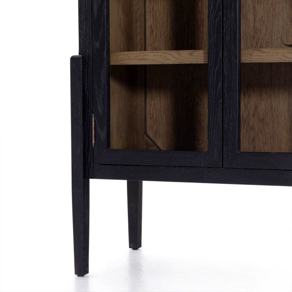 Hattie Wright Mediterranean Glass Door Display Cabinets Wood Living Dining Room Tall Cabinets - Image 10