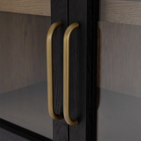 Hattie Wright Mediterranean Glass Door Display Cabinets Wood Living Dining Room Tall Cabinets - Image 7