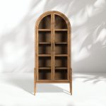Hattie Wright Mediterranean Glass Door Display Cabinets Wood Living Dining Room Tall Cabinets - Image 16