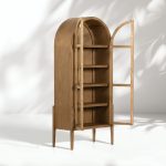 Hattie Wright Mediterranean Glass Door Display Cabinets Wood Living Dining Room Tall Cabinets - Image 17