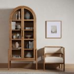 Hattie Wright Mediterranean Glass Door Display Cabinets Wood Living Dining Room Tall Cabinets - Image 18