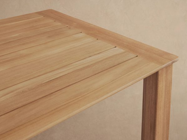 Zoe Natural Teak Outdoor Dining Table Minimalist Slatted Patio Garden Dining Table - Image 2