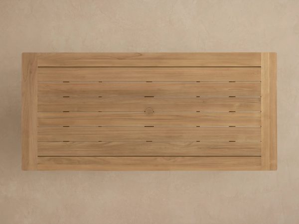 Zoe Natural Teak Outdoor Dining Table Minimalist Slatted Patio Garden Dining Table - Image 3