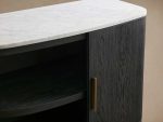Danny Oak Wood Sideboards Cabinet Marble Top Buffet Cabinet Lockers - Image 9