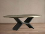 Recycled Metal Dining Table with Vertex Iron Base & One-of-a-Kind Surface - Image 3