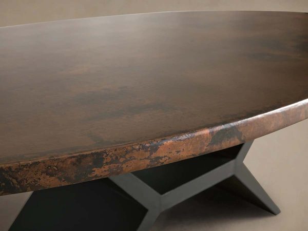 Recycled Metal Dining Table with Vertex Iron Base & One-of-a-Kind Surface - Image 8