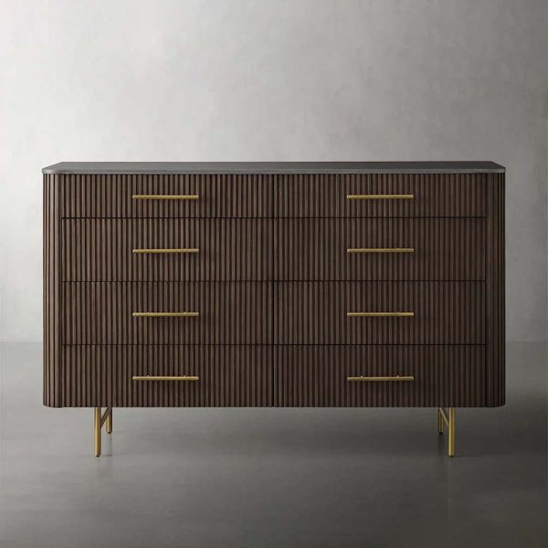 Finnley Wood Eight-Drawer Dresser with Marble or Bluestone Top Rural Chest Of 8 Drawers Cabinet - Image 13