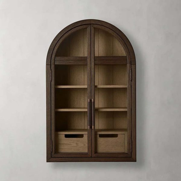 Hattie Medi Century  Style Wall Mounted Storage Cabinet Wood Arched Drawers Cabinet - Image 4