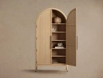 Hattie Oak Storage Cabinet Living Room Wood Tall Display Cabinet Bookcase - Image 3
