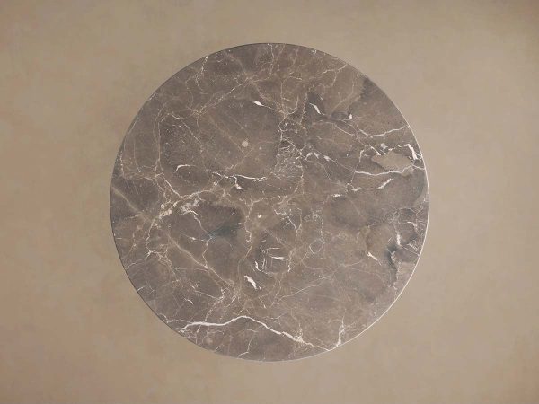 Saint Germain Round Dining Table with Carrara Marble Top Wood Toulouse Base - Image 9