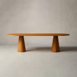 Brank Wood Oval Dining Table With Faceted Cone Base - Image 8