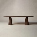 Brank Wood Oval Dining Table With Faceted Cone Base - Image 6