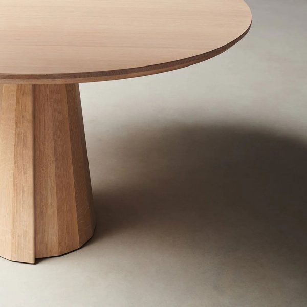 Brank Wood Oval Dining Table With Faceted Cone Base - Image 4