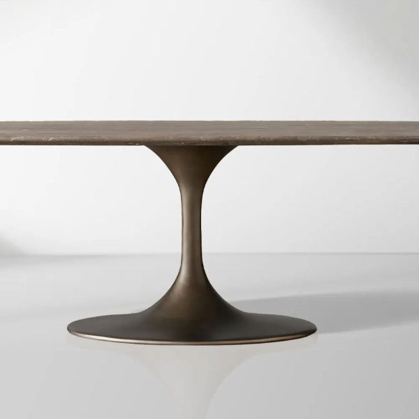 Aero Marble Stone Top Dining Table with Launette Steel Base Luxury Tulip Dining Table - Image 3