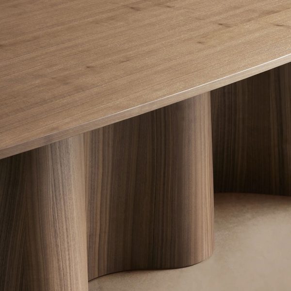 Cortina Boat-Shaped Dining Table American Walnut Wood Dining Table With Waved Base - Image 4