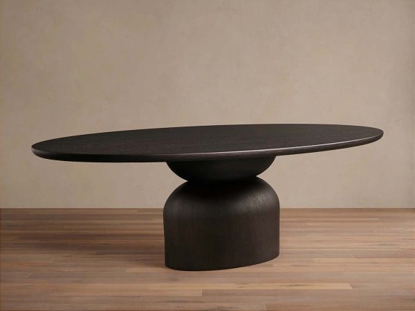 Perth Oval  Dining Table Solid Romanian Oak Hand-Sculpted Modern Style - Image 10