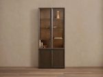 Nason Modular Glass Display Cabinets Oak Wood Tall Cabinets Large Bookcase with Integrated LED Lighting - Image 8