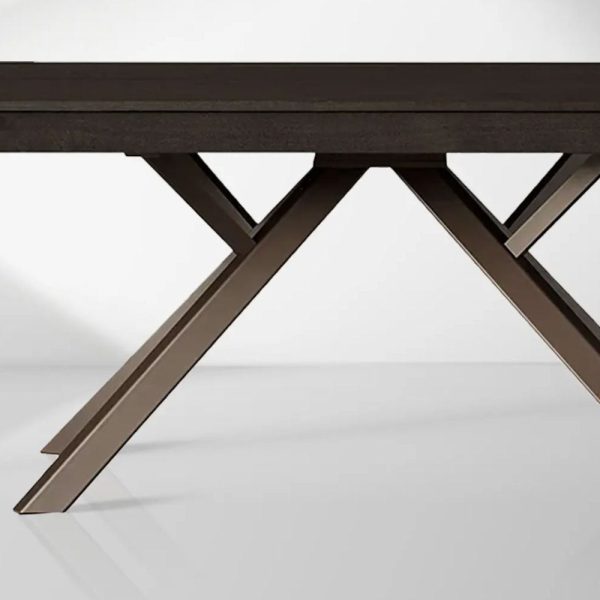 Powell Dual Expandable Wood Dining Table with Steel Base - Image 4