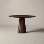 Brank White Oak Wood Round Dining Table With Cone Base - Image 5
