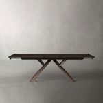 Powell Dual Expandable Wood Dining Table with Steel Base - Image 2