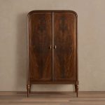 Frances Mahogany Tall Cabinet Vintage Wood Storage Cabinet - Image 3