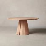 Brank White Oak Wood Round Dining Table With Cone Base - Image 2