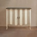 Orabela Amalfi Hand-Painted Sideboard Vintage Distressed Wood Buffet Storage Cabinet