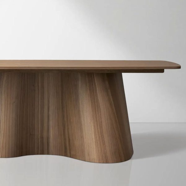 Cortina Boat-Shaped Dining Table American Walnut Wood Dining Table With Waved Base - Image 3