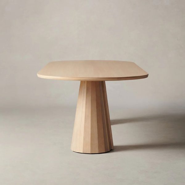 Brank Wood Oval Dining Table With Faceted Cone Base - Image 3