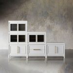 Rowan Wood Modular Wall Unit Mahogany Storage Cabinet with Reeded Glass - Image 15