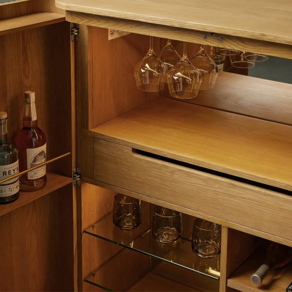 Finnley Wood Bar Cabinet with Metal Base - Image 3
