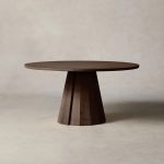 Brank White Oak Wood Round Dining Table With Cone Base - Image 6