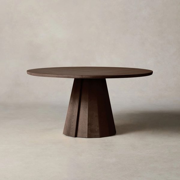 Brank White Oak Wood Round Dining Table With Cone Base - Image 6