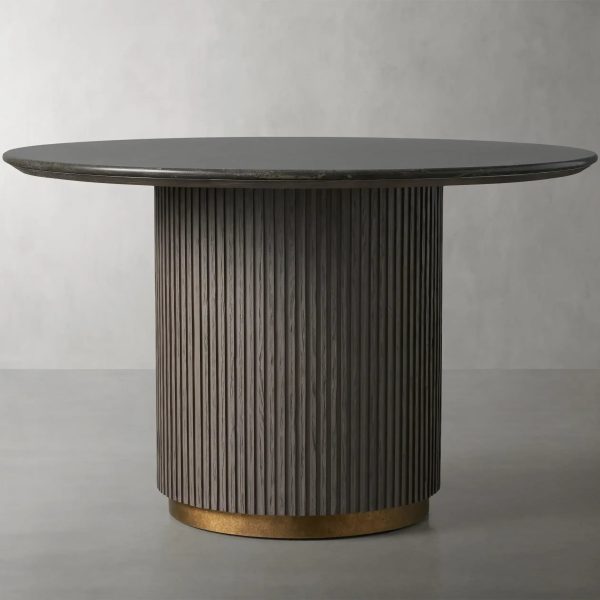 Finnley Round Marble Stone Top With Wood Plinth Bases - Image 7