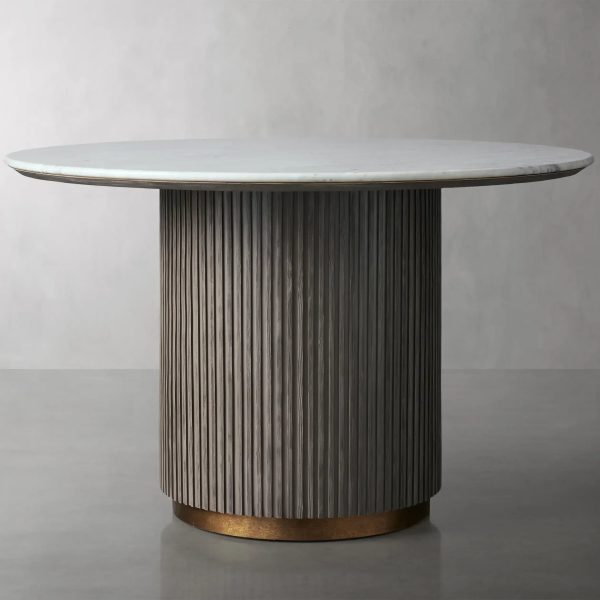 Finnley Round Marble Stone Top With Wood Plinth Bases - Image 13
