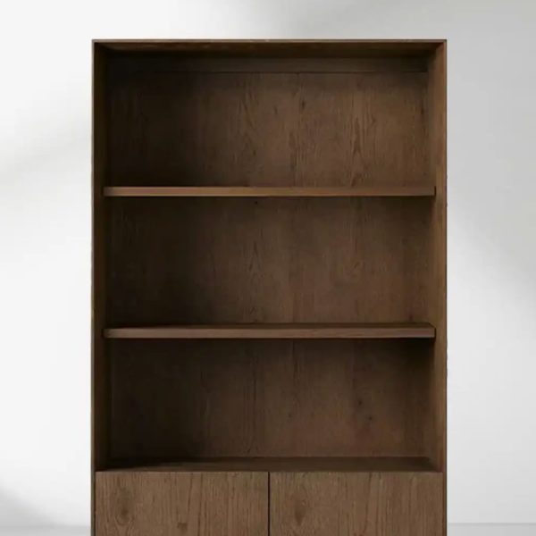 Felton Solid Oak Bookcase Cabinet With Removable Shelves - Image 3