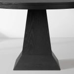 Leighton Modern Country Round Wood Dining Table with Timeless Pedestal Design - Image 2