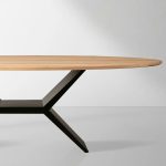 Jacob Oval White Oak Tabletop Dining Table with Vertex Iron Base - Image 4