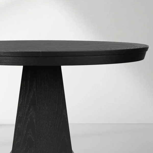 Leighton Modern Country Round Wood Dining Table with Timeless Pedestal Design - Image 3