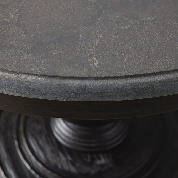 Luca Round Natural Stone Tabletop Dining Table With Pine Base - Image 4