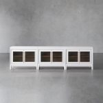 Rowan Modular Glass Door TV Stand Cabinet Mahogany Sideboard Wood Television Storage Unit