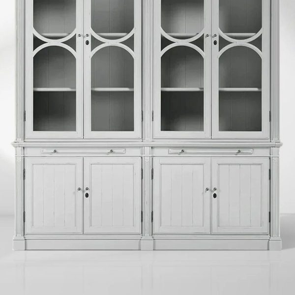 Athens Modular Display Cabinet Neoclassical Curio Bookcase with Glass Doors - Image 3