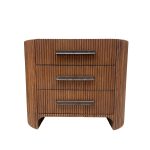 Astor Closed Wood Nightside table Nightstand Marble Top bedside Cabinet 3-Drawer Chest - Image 4