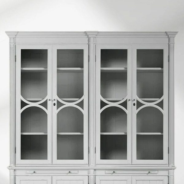Athens Modular Display Cabinet Neoclassical Curio Bookcase with Glass Doors - Image 4