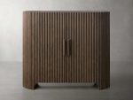 Astor Marble Top Hall Chest Oak Wood Sideboards Reeded Entrance Storage Cabinet - Image 2